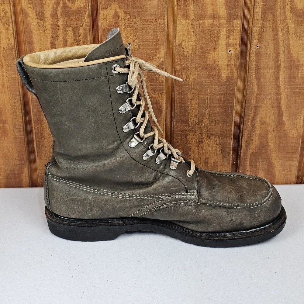 Vintage Sears 12 D Green Leather Moc Toe Sport Hunting USA 1970'S Ted Williams